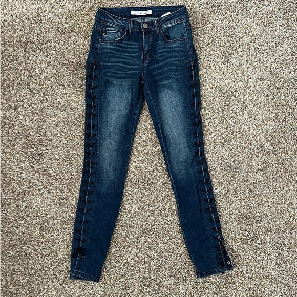 Kancan Lace Up Side Skinny Jeans - Picture 1 of 5
